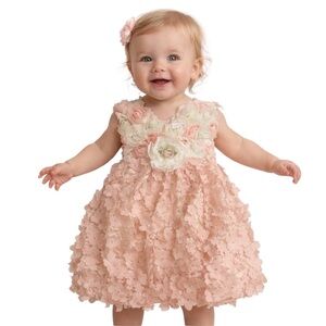 Cachcach 18 Month Pink and White Onesies 3 D Floral Appliqué